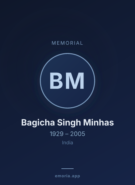 Memorial portrait of Bagicha Singh Minhas