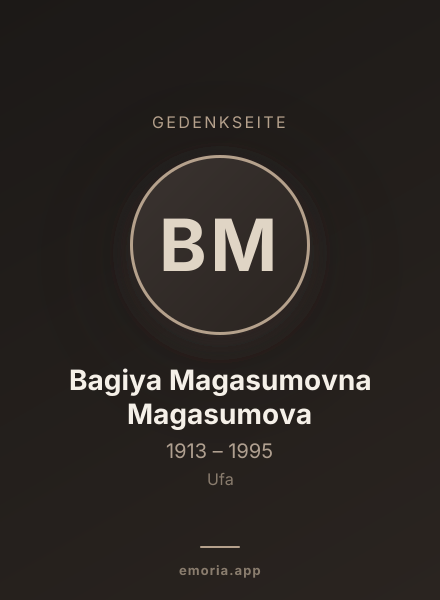 Gedenkportrait von Bagiya Magasumovna Magasumova