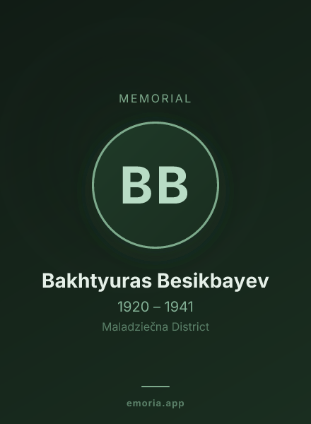 Memorial portrait of Bakhtyuras Besikbayev