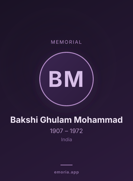 Memorial portrait of Bakshi Ghulam Mohammad