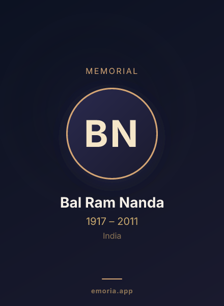 Memorial portrait of Bal Ram Nanda