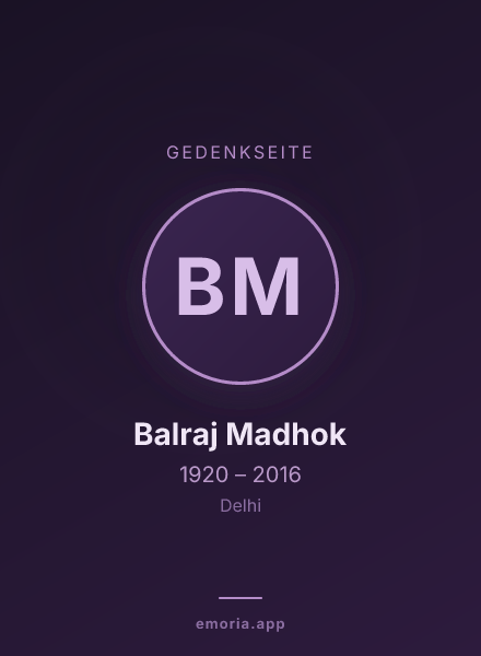 Gedenkportrait von Balraj Madhok