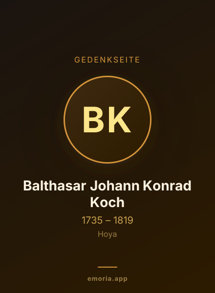 Gedenkportrait von Balthasar Johann Konrad Koch