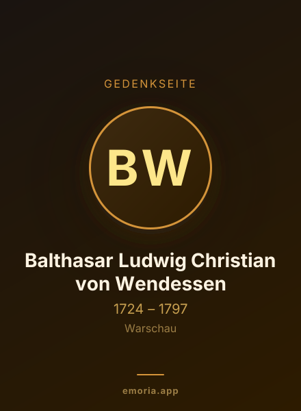 Gedenkportrait von Balthasar Ludwig Christian von Wendessen