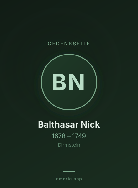 Gedenkportrait von Balthasar Nick
