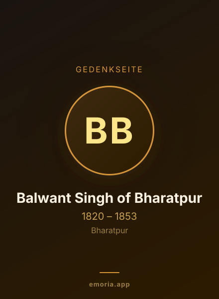 Gedenkportrait von Balwant Singh of Bharatpur