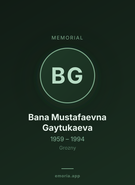 Memorial portrait of Bana Mustafaevna Gaytukaeva