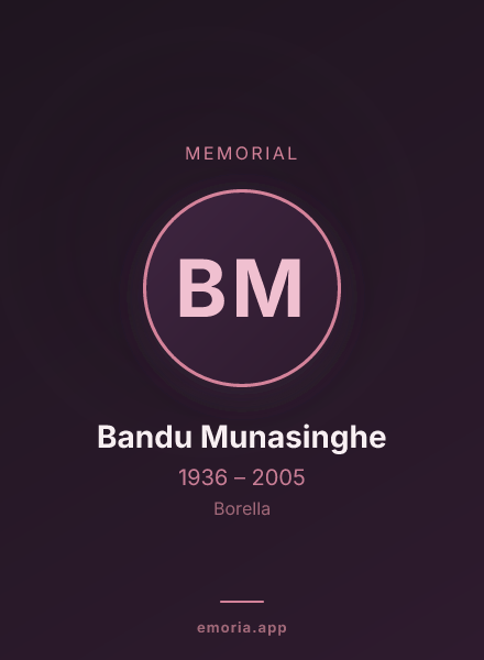 Memorial portrait of Bandu Munasinghe