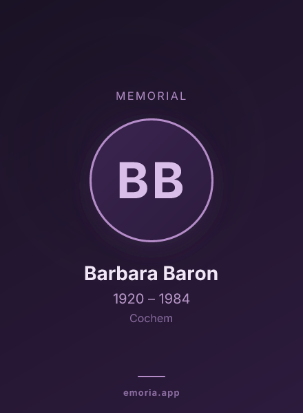 Memorial portrait of Barbara Baron