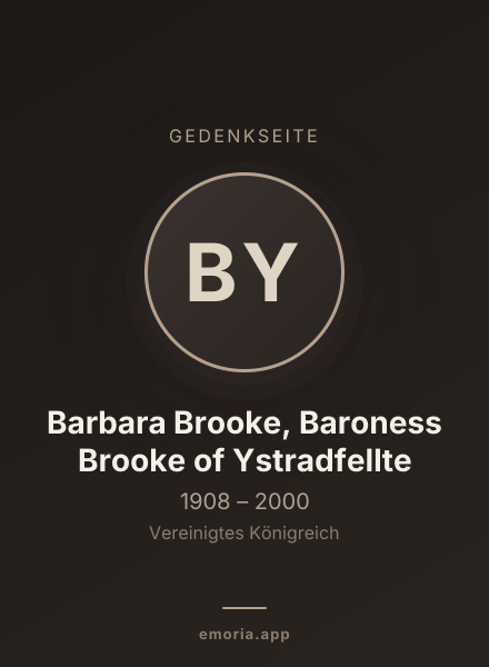 Gedenkportrait von Barbara Brooke, Baroness Brooke of Ystradfellte