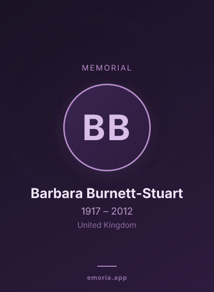 Memorial portrait of Barbara Burnett-Stuart
