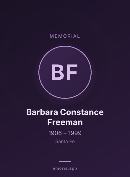Memorial portrait of Barbara Constance Freeman