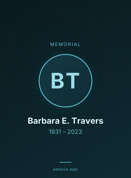 Memorial portrait of Barbara E. Travers