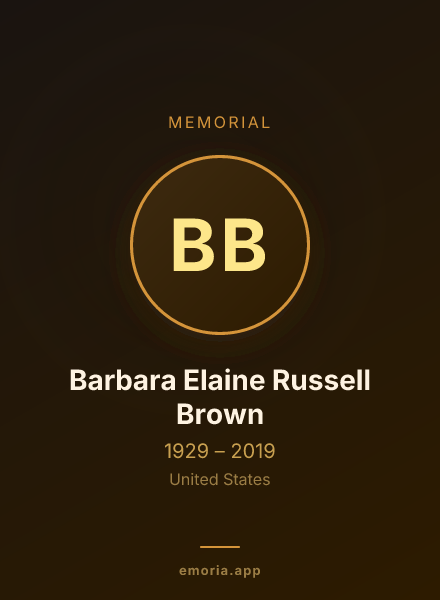 Memorial portrait of Barbara Elaine Russell Brown