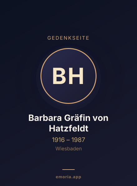 Gedenkportrait von Barbara Gräfin von Hatzfeldt