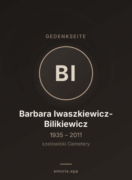 Gedenkportrait von Barbara Iwaszkiewicz-Bilikiewicz