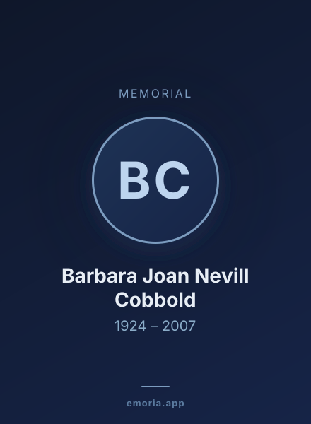 Memorial portrait of Barbara Joan Nevill Cobbold