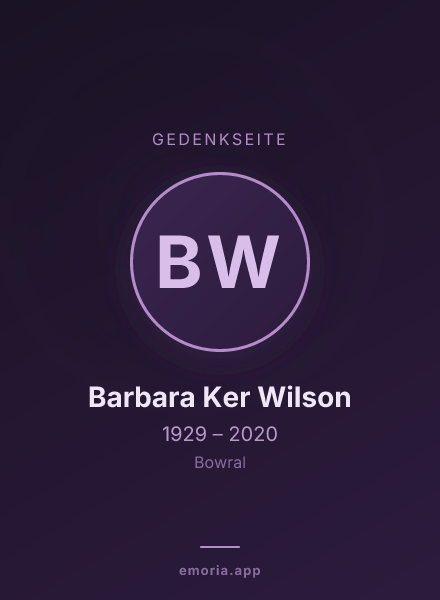 Gedenkportrait von Barbara Ker Wilson