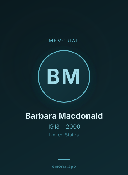Memorial portrait of Barbara Macdonald