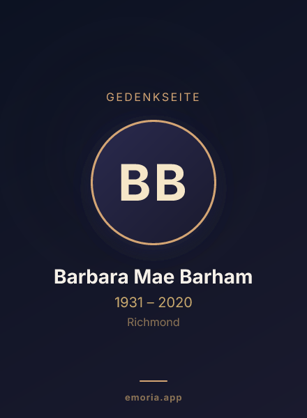 Gedenkportrait von Barbara Mae Barham