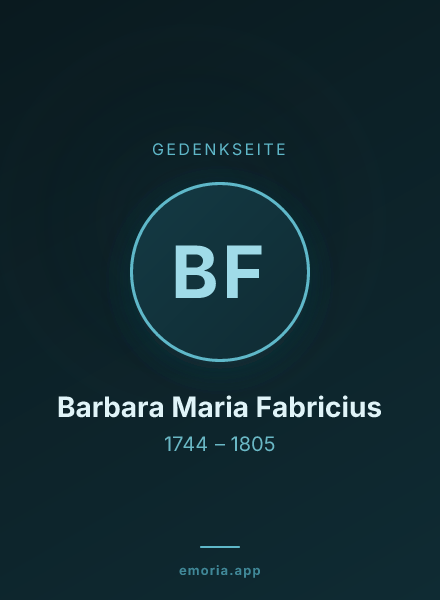 Gedenkportrait von Barbara Maria Fabricius