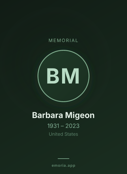 Memorial portrait of Barbara Migeon