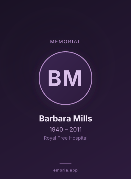Memorial portrait of Barbara Mills