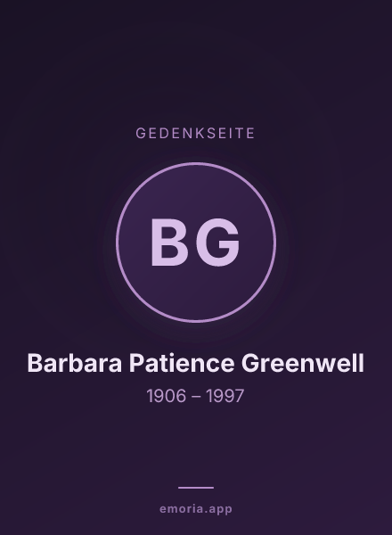 Gedenkportrait von Barbara Patience Greenwell