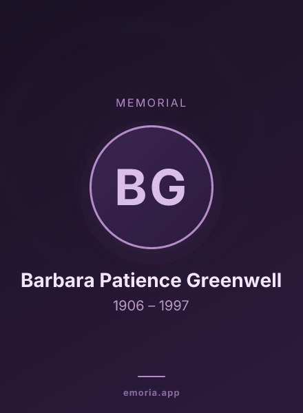 Memorial portrait of Barbara Patience Greenwell