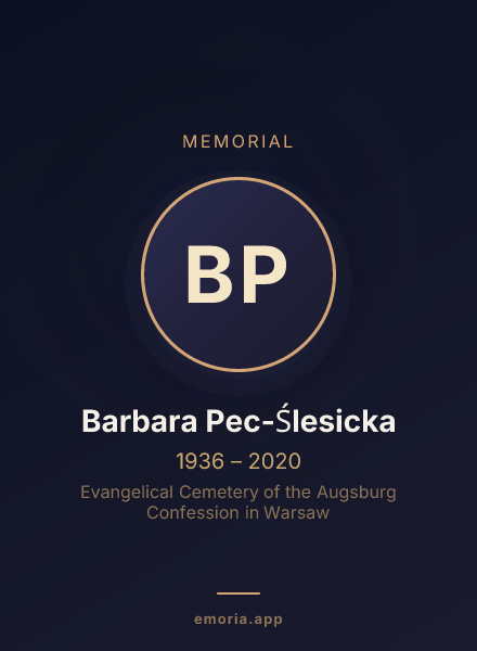 Memorial portrait of Barbara Pec-Ślesicka