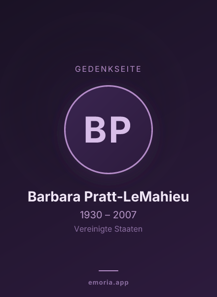 Gedenkportrait von Barbara Pratt-LeMahieu