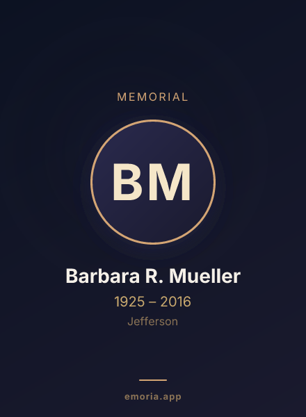 Memorial portrait of Barbara R. Mueller