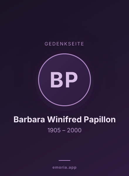 Gedenkportrait von Barbara Winifred Papillon