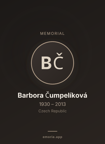 Memorial portrait of Barbora Čumpelíková