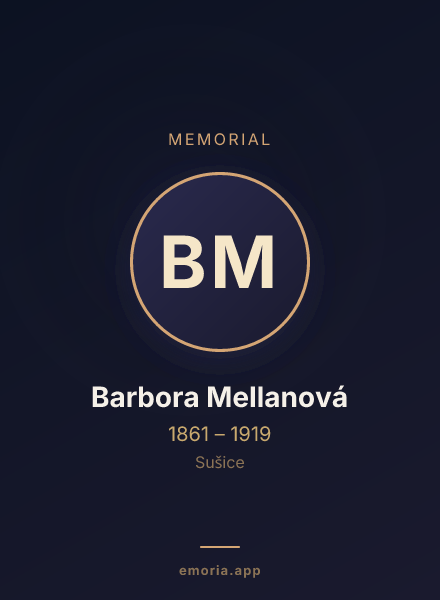 Memorial portrait of Barbora Mellanová