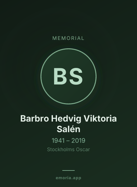 Memorial portrait of Barbro Hedvig Viktoria Salén