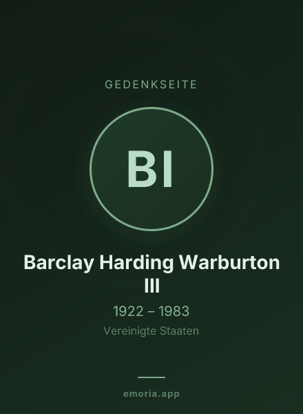 Gedenkportrait von Barclay Harding Warburton III