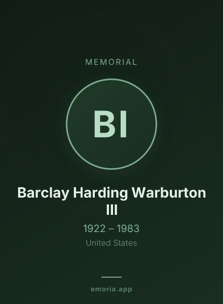Memorial portrait of Barclay Harding Warburton III