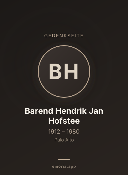 Gedenkportrait von Barend Hendrik Jan Hofstee