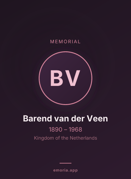 Memorial portrait of Barend van der Veen