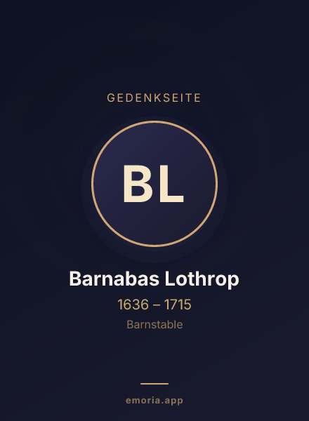 Gedenkportrait von Barnabas Lothrop