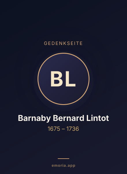 Gedenkportrait von Barnaby Bernard Lintot