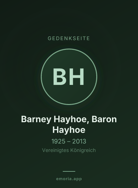 Gedenkportrait von Barney Hayhoe, Baron Hayhoe