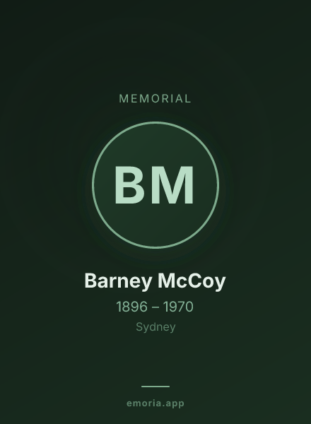 Memorial portrait of Barney McCoy