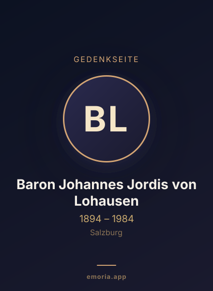 Gedenkportrait von Baron Johannes Jordis von Lohausen