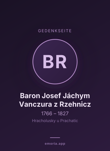 Gedenkportrait von Baron Josef Jáchym Vanczura z Rzehnicz