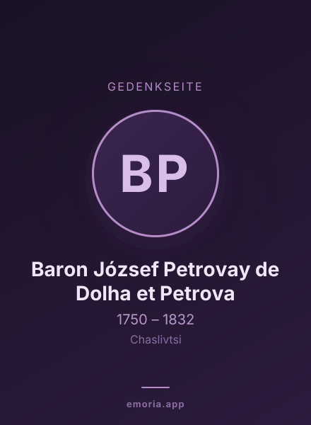 Gedenkportrait von Baron József Petrovay de Dolha et Petrova