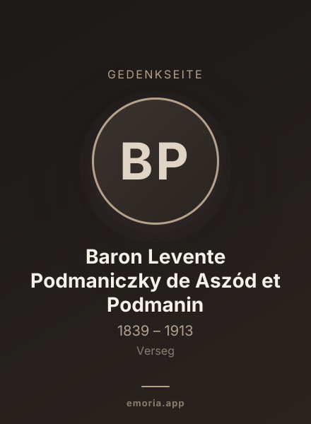 Gedenkportrait von Baron Levente Podmaniczky de Aszód et Podmanin
