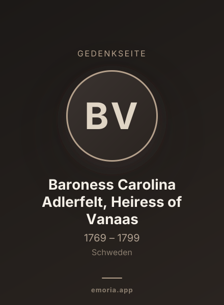 Gedenkportrait von Baroness Carolina Adlerfelt, Heiress of Vanaas