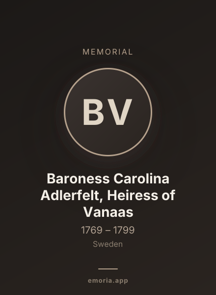 Memorial portrait of Baroness Carolina Adlerfelt, Heiress of Vanaas